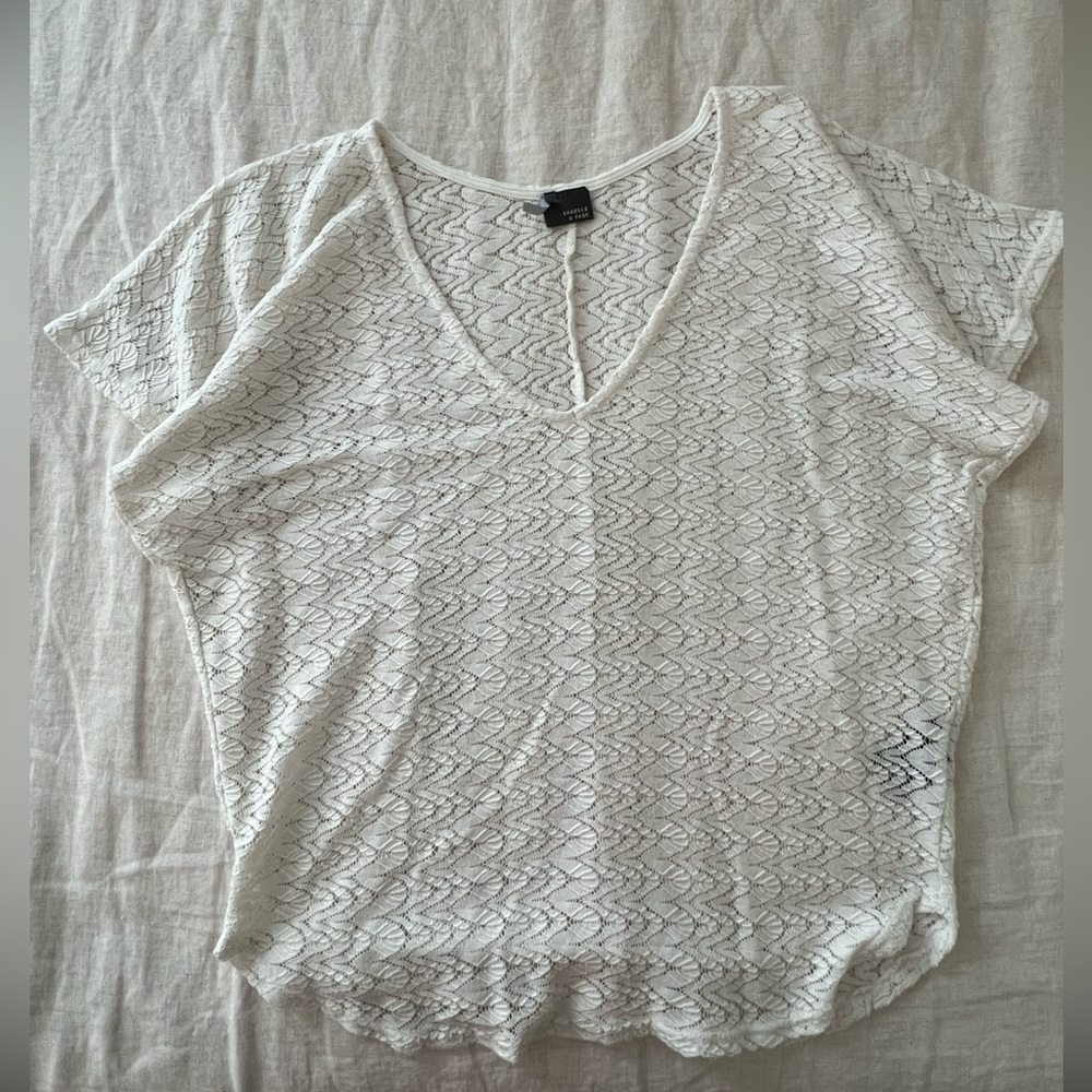 Anthropologie “Sparkle & Fade” Cream Lace Boho Top